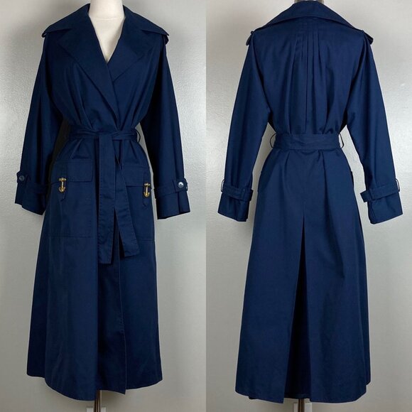 GUS MAYER - 12 - VINTAGE "Aquatogs" Blue Trench Coat - Picture 2 of 10